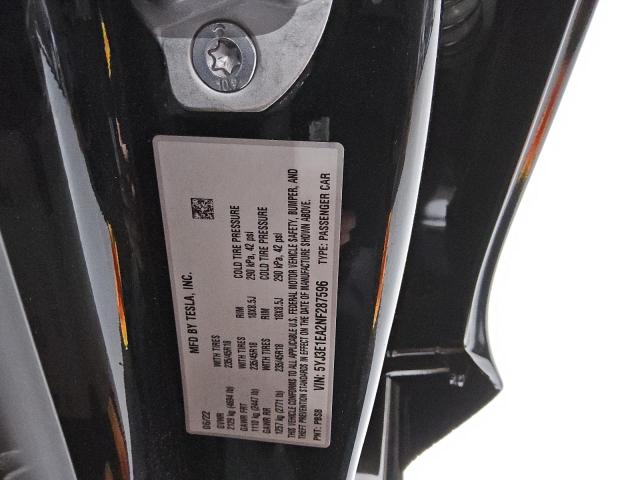 2022 TESLA MODEL 3 5YJ3E1EA2NF287596
