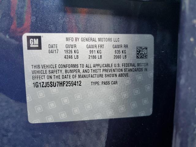 2017 CHEVROLET MALIBU HYB - 1G1ZJ5SU7HF259412