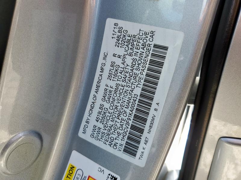 2019 HONDA ACCORD TOU - 1HGCV3F91KA000433
