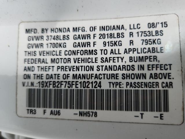 2015 HONDA CIVIC SE 19XFB2F75FE102124