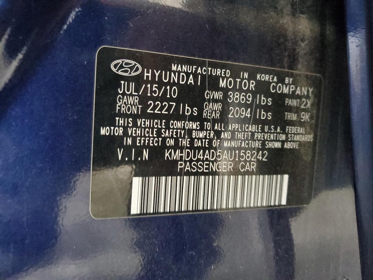 HYUNDAI ELANTRA BLUE