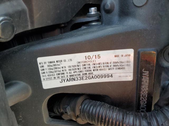 2016 YAMAHA FZ09 JYARN33E2GA009994