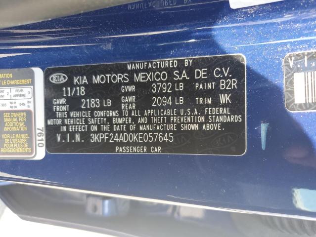 2019 KIA FORTE FE 3KPF24AD0KE057645