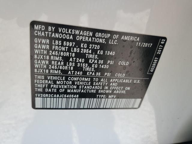 2018 VOLKSWAGEN ATLAS S 1V2GR2CA9JC540546