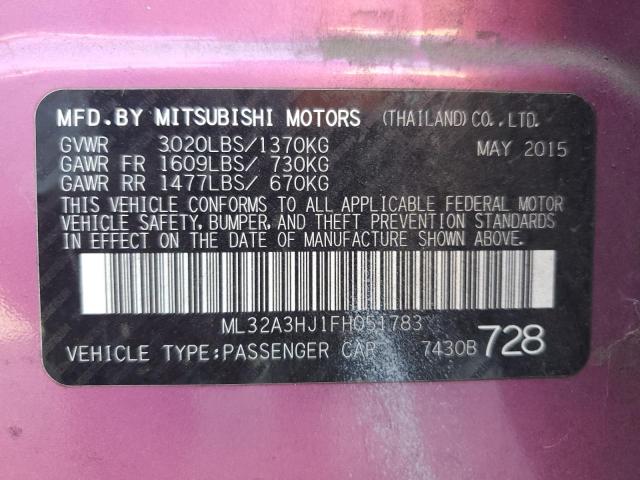 2015 MITSUBISHI MIRAGE DE ML32A3HJ1FH051783