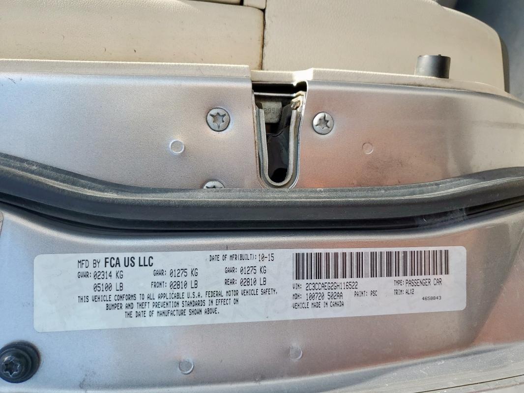 2016 CHRYSLER 300C 2C3CCAEG2GH116522