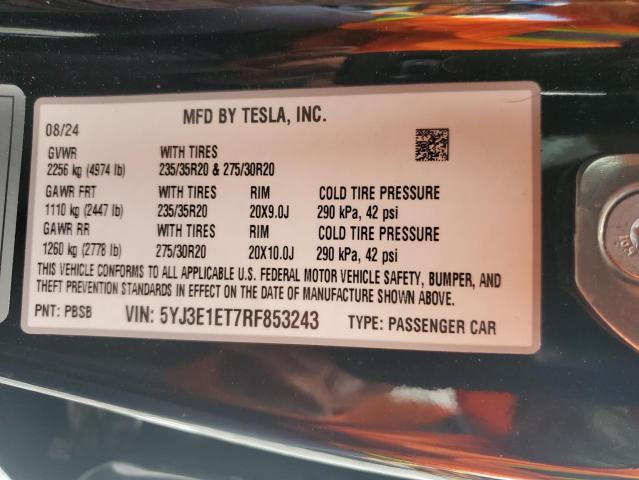 2024 TESLA MODEL 3 5YJ3E1ET7RF853243