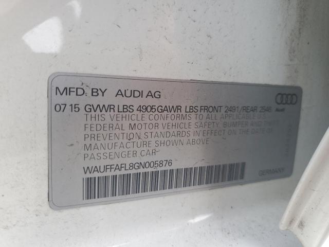 2016 AUDI A4 PREMIUM WAUFFAFL8GN005876