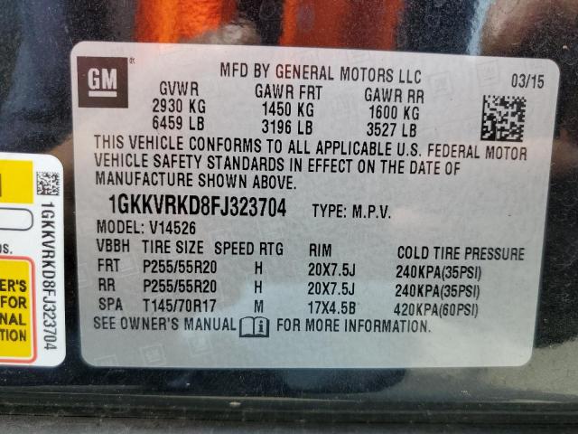 2015 GMC ACADIA SLT 1GKKVRKD8FJ323704