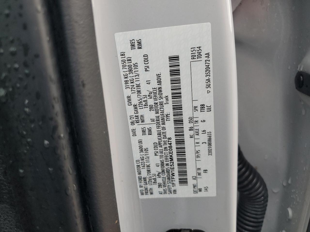 Lot #3302767337 2021 FORD F150 SUPER