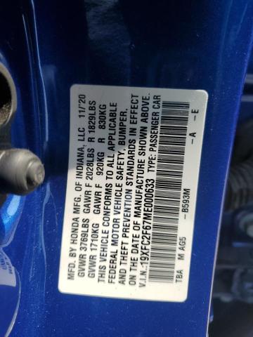 2021 HONDA CIVIC LX 19XFC2F67ME000633