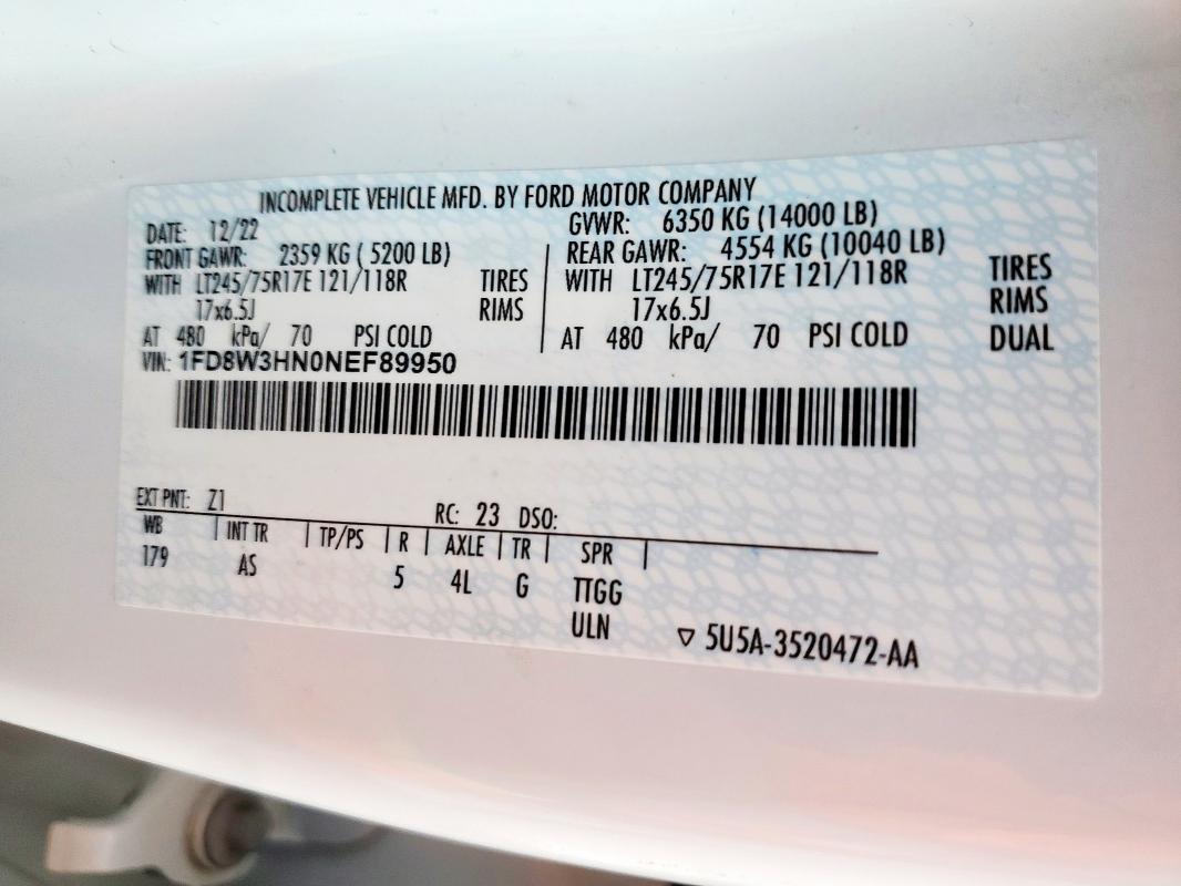 2022 FORD F350 SUPER DUTY - 1FD8W3HN0NEF89950