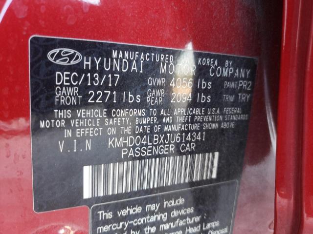 2018 HYUNDAI ELANTRA SP KMHD04LBXJU614341