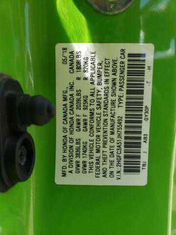 2018 HONDA CIVIC SI 2HGFC3A51JH755492