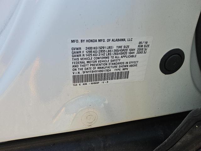 2019 HONDA PASSPORT T 5FNYF8H91KB017834