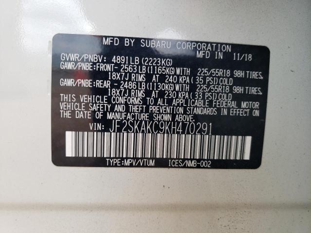 2019 SUBARU FORESTER S JF2SKAKC9KH470291
