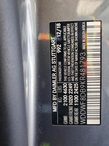2019 MERCEDES-BENZ C 300 WDDWF8DB9KR481793