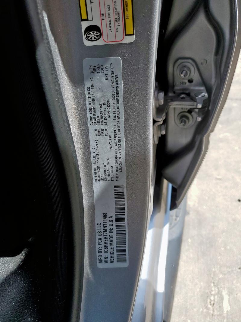 2021 RAM 1500 BIG H 1C6RREBT7MN711468