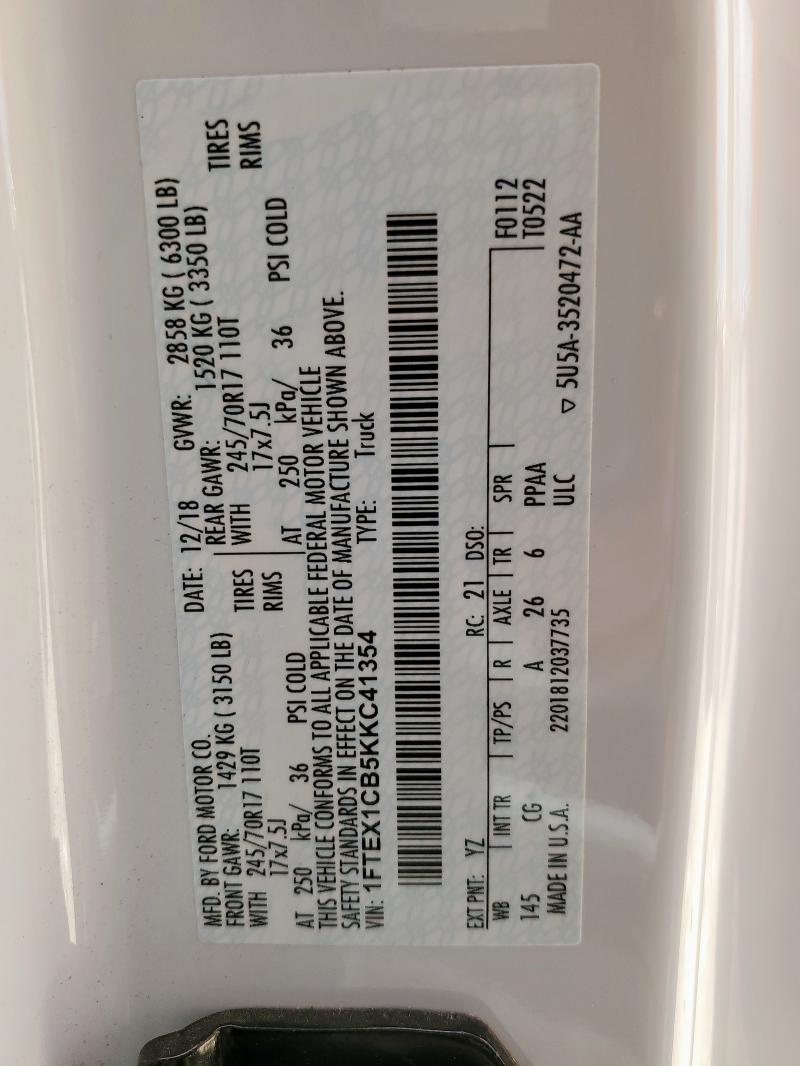 2019 FORD F150 SUPER 1FTEX1CB5KKC41354