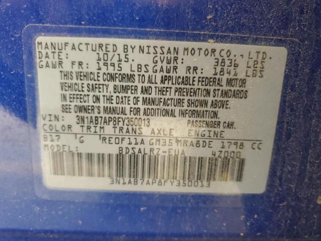 2015 NISSAN SENTRA S 3N1AB7A98FY350013