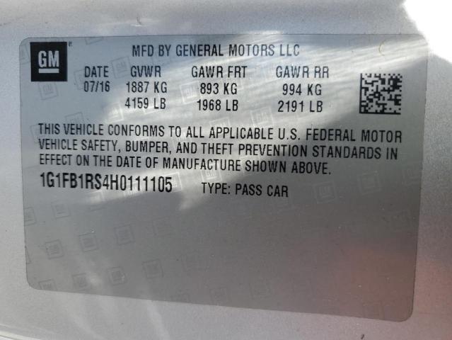 2017 CHEVROLET CAMARO LT 1G1FB1RS4H0111105