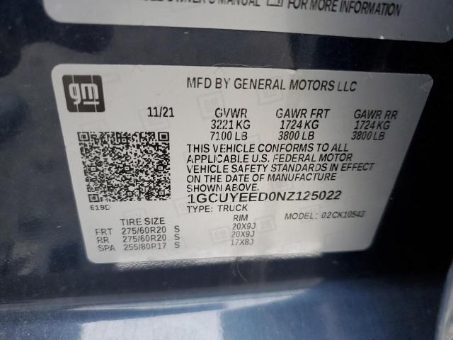 2022 CHEVROLET SILVERADO - 1GCUYEED0NZ125022