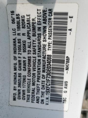 2016 HONDA CIVIC EXL 19XFC1F73GE034088
