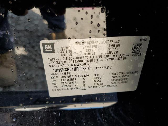 2017 CHEVROLET TAHOE K150 1GNSKCKC1HR193866