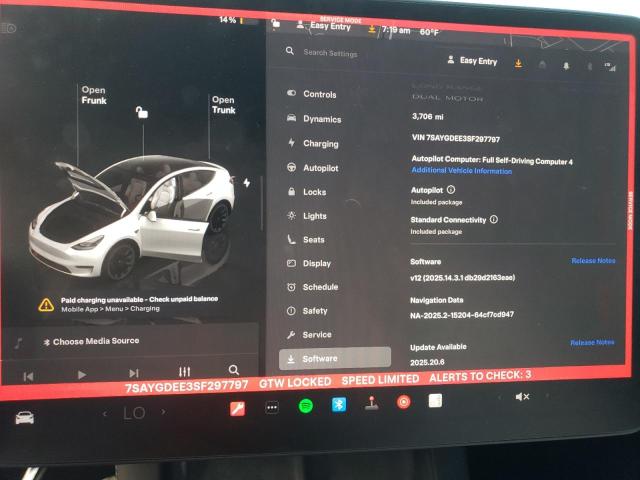 2025 TESLA MODEL Y 7SAYGDEE3SF297797