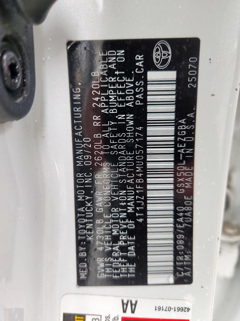 2021 TOYOTA AVALON XLE 4T1JZ1FB4MU057174