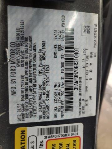 2016 FORD FUSION SE 3FA6P0H70GR310401