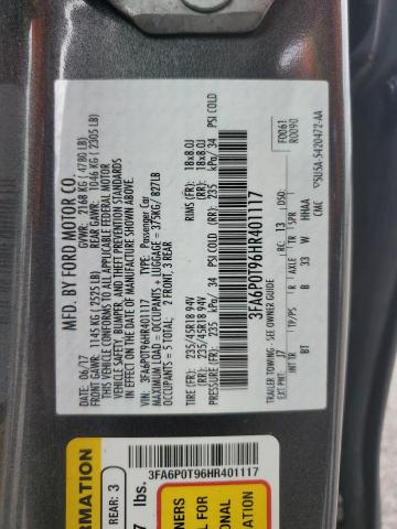 2017 FORD FUSION SE - 3FA6P0T96HR401117