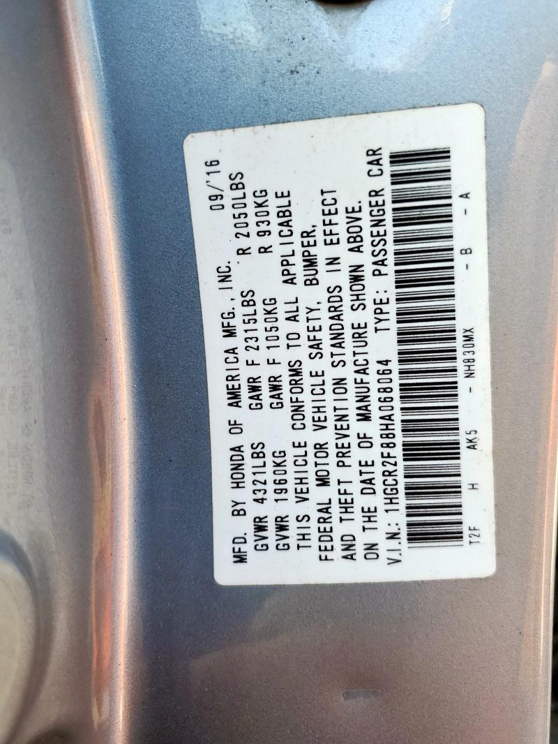 2017 HONDA ACCORD EXL 1HGCR2F88HA068064