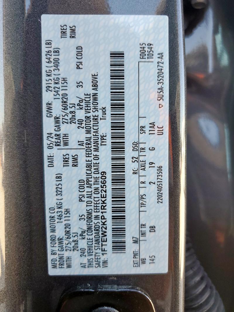 2024 FORD F150 STX 1FTEW2KP1RKE25609
