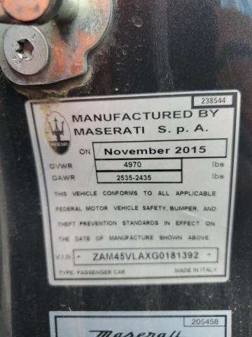 2016 MASERATI GRANTURISM ZAM45VLAXG0181392