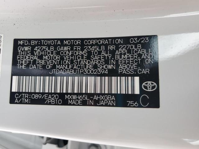 2023 TOYOTA PRIUS LE JTDADABU1P3002394