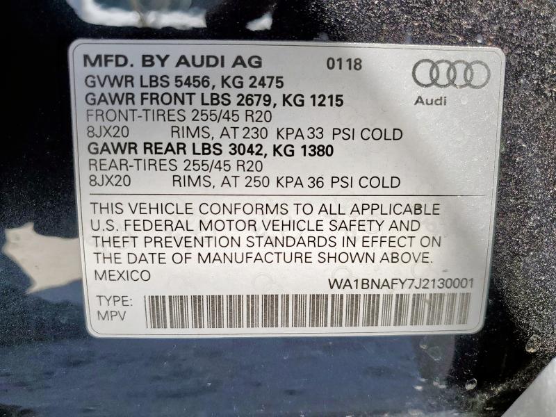 2018 AUDI Q5 PREMIUM WA1BNAFY7J2130001