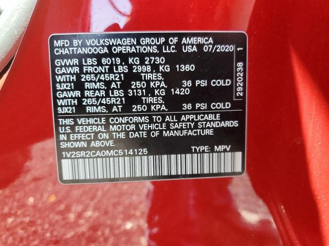 2021 VOLKSWAGEN ATLAS SEL 1V2SR2CA0MC514125