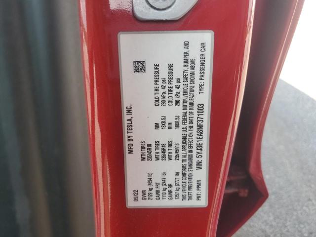 2022 TESLA MODEL 3 - 5YJ3E1EA8NF371003
