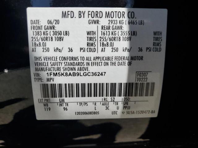 2020 FORD EXPLORER P 1FM5K8AB9LGC36247