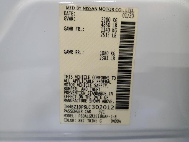 2020 NISSAN LEAF SL PL 1N4BZ1DP8LC302012