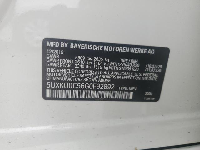 2016 BMW X6 SDRIVE3 5UXKU0C56G0F92892