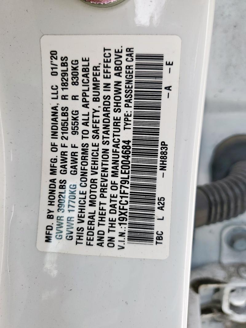 2020 HONDA CIVIC EXL - 19XFC1F79LE004684