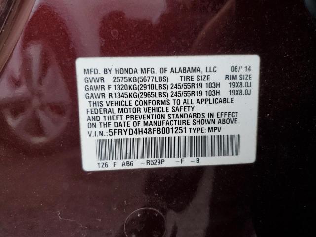 2015 ACURA MDX TECHNO 5FRYD4H48FB001251