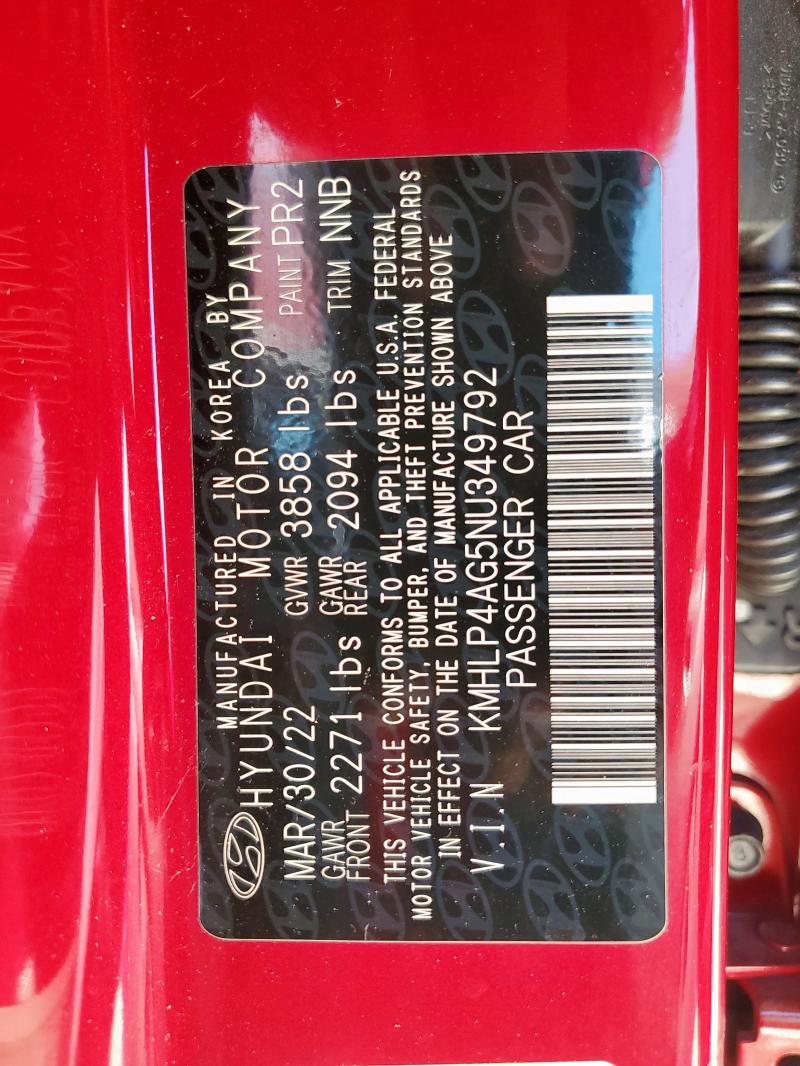 2022 HYUNDAI ELANTRA LI KMHLP4AG5NU349792