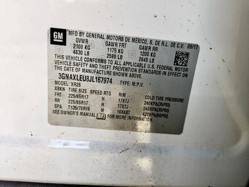 2018 CHEVROLET EQUINOX LT 3GNAXLEU8JL167974