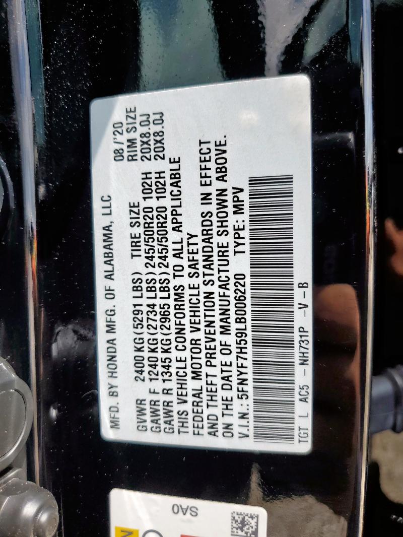 2020 HONDA PASSPORT E 5FNYF7H59LB006220