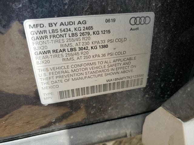 2019 AUDI Q5 PREMIUM WA1BNAFY7K2123390