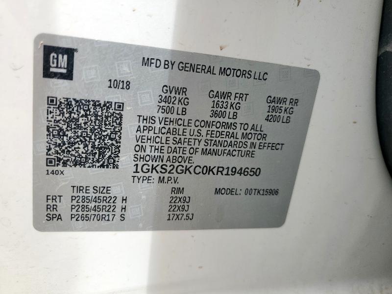 2019 GMC YUKON XL SLE 1GKS2GKC0KR194650