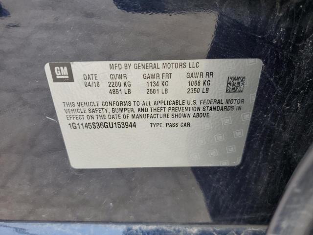2016 CHEVROLET IMPALA LTZ 1G1145S36GU153944